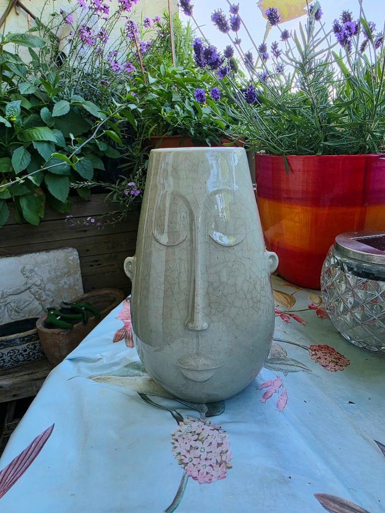 Design FACE VASE vaas met gezicht keramiek gesigneerd, Ophalen of Verzenden