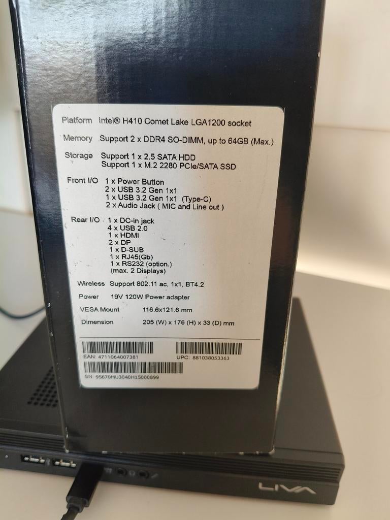 Liva One H-410 Barebone i7-10700T 1TB NVMe 16GB DDR4, Computers en Software, Barebones, Ophalen of Verzenden, Zo goed als nieuw