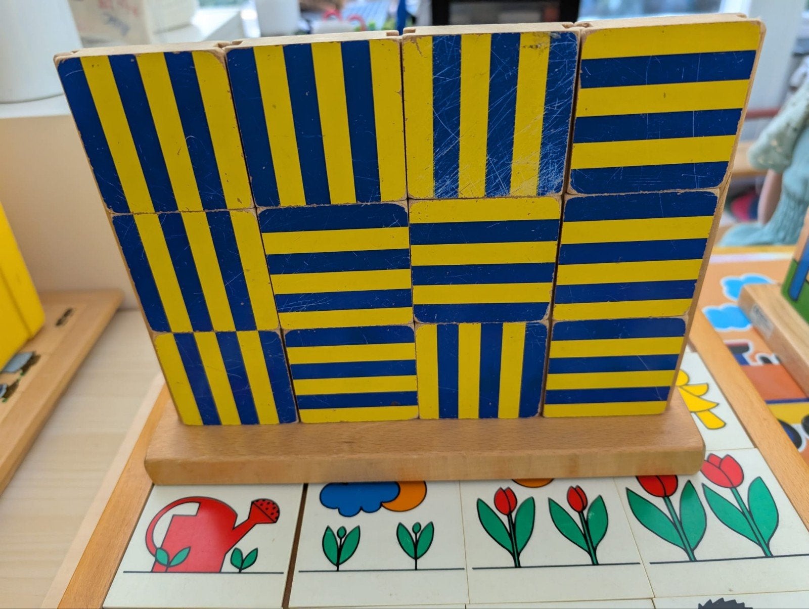 Houten Blokken Puzzel met Patroon, Kinderen en Baby's, Speelgoed | Kinderpuzzels, 2 tot 4 jaar, Gebruikt, 10 tot 50 stukjes, Ophalen of Verzenden