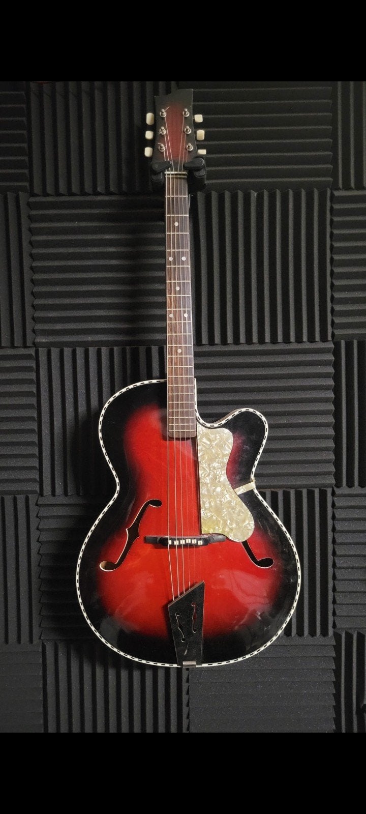 Vintage Archtop Gitaar - Rood/Zwart Sunburst, Ophalen of Verzenden, Gebruikt, Overige typen