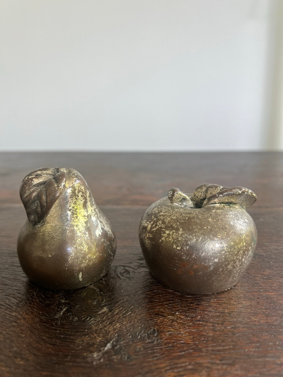 Vintage verzilverd appel en peer beeldjes, Antiek en Kunst, Ophalen of Verzenden