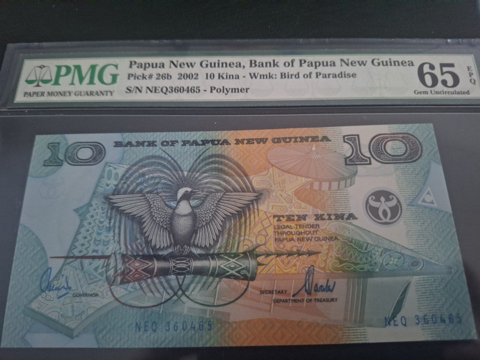 Papoea-Nieuw-Guinea 10 Kina 2002 PMG 65, Postzegels en Munten, Ophalen of Verzenden