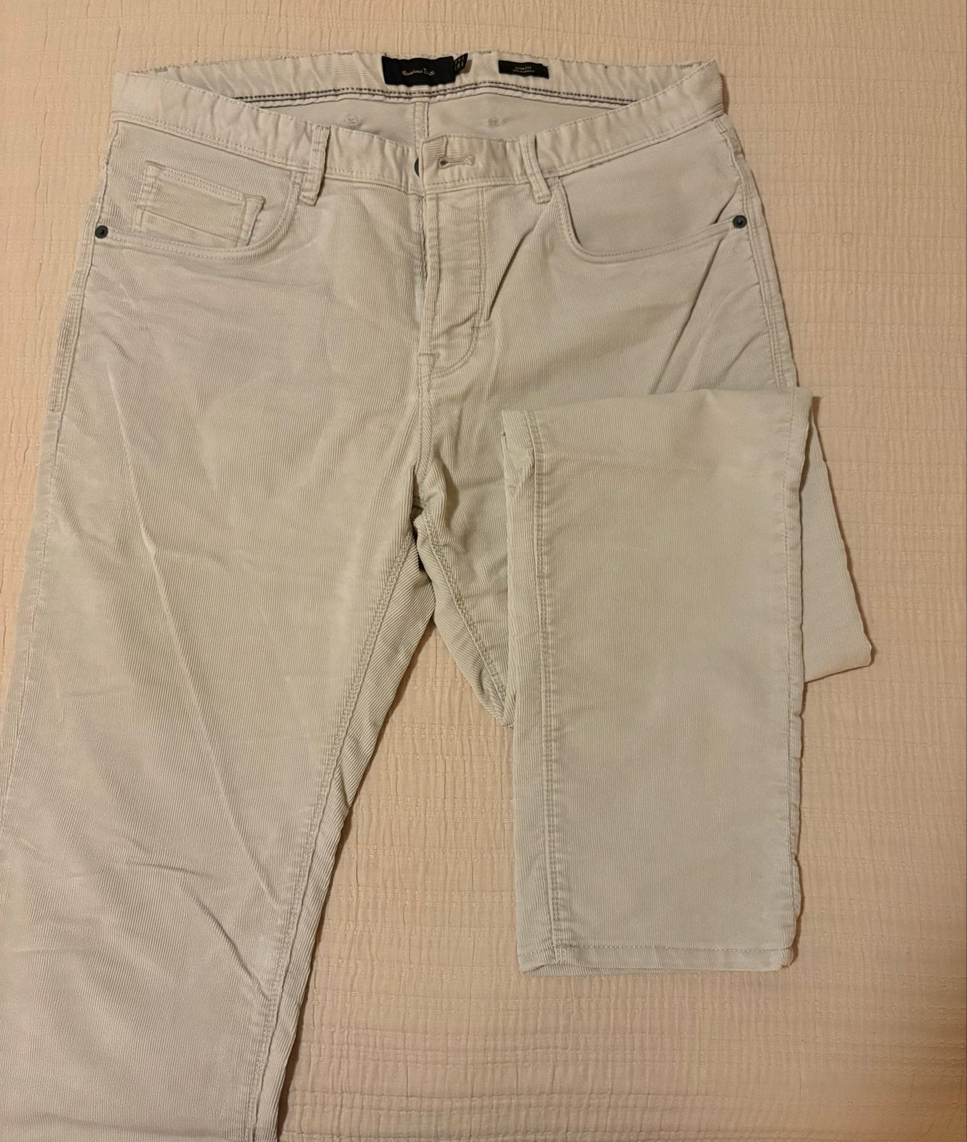 Massimo Dutti Slim Fit Corduroy Broek | Beige | Maat w32, Ophalen of Verzenden, Gedragen, Overige kleuren, W32 (confectie 46) of kleiner