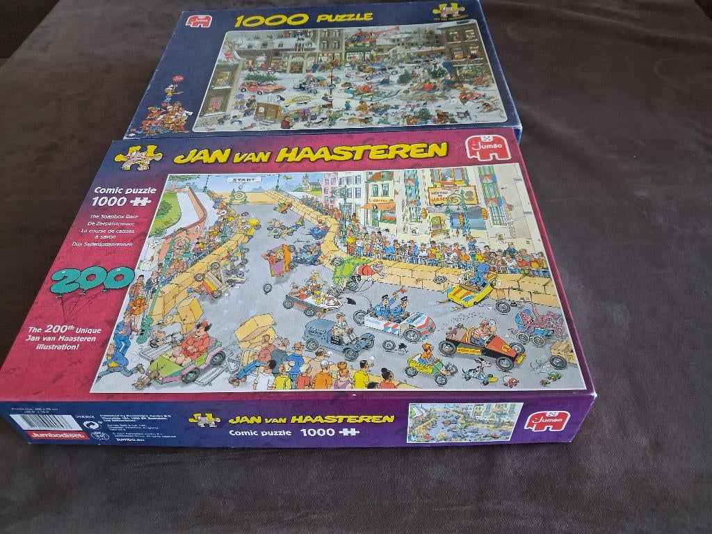 Jvh puzzel zeepkisten race en kerstmis, Ophalen of Verzenden, 500 t/m 1500 stukjes, Zo goed als nieuw, Legpuzzel
