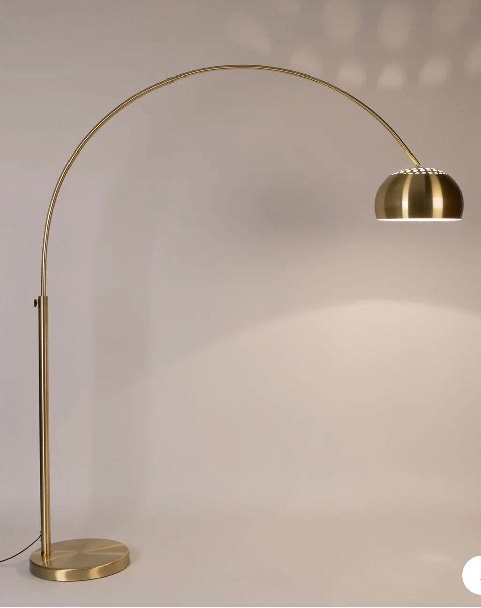 Zuiver Metal Bow Vloerlamp/Booglamp Goud, Huis en Inrichting, Ophalen, Gebruikt, E27 (groot), Metaal