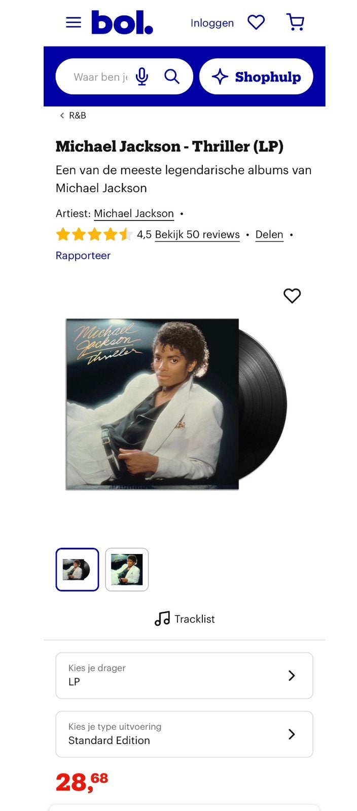 LP Michael Jackson: Thriller, Bad en Off the Wall CD's, Ophalen of Verzenden, Zo goed als nieuw, Pop, LP