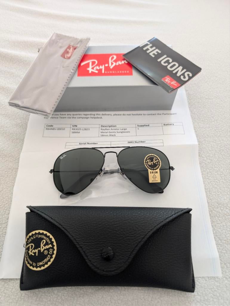 Ray-Ban Aviator Large Metal Heren Zonnebril 58mm Zwart, Ophalen, Zonnebril, Zwart, Nieuw