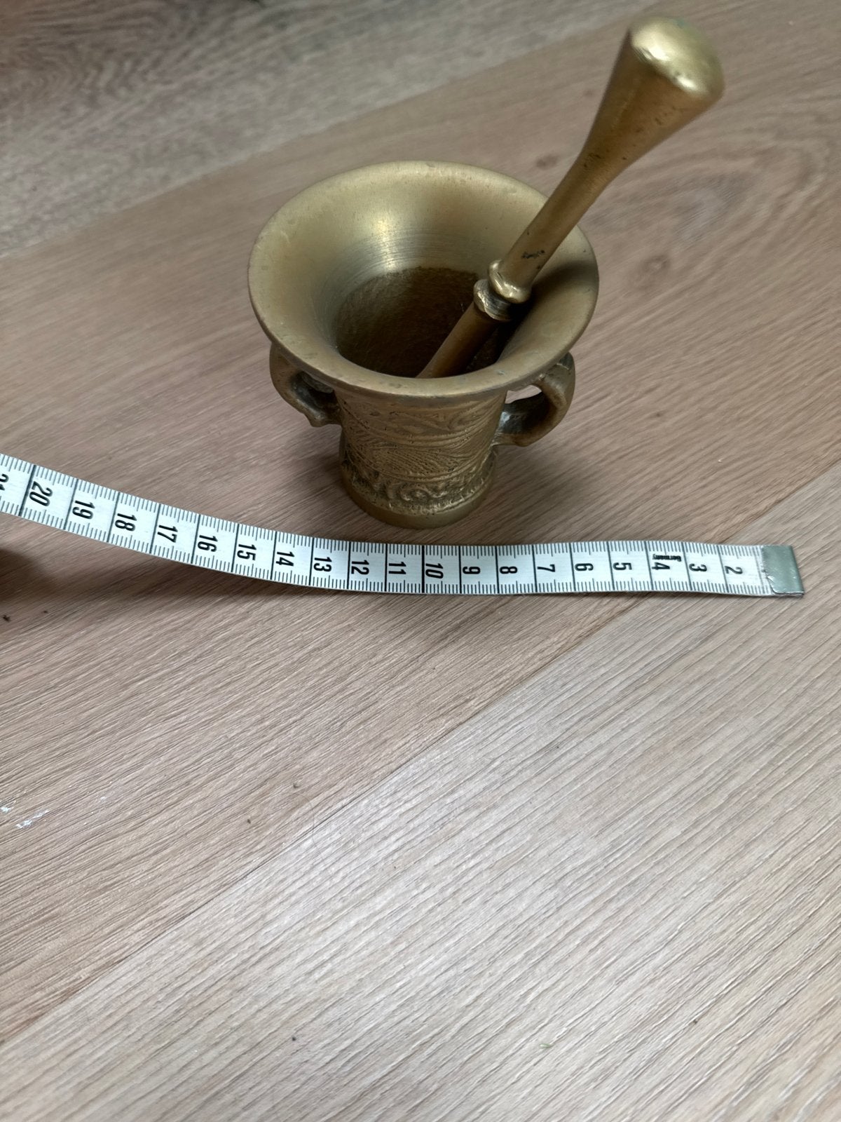 Antieke Bronzen Vijzel met Stamper - 640 gram, Ophalen, Brons