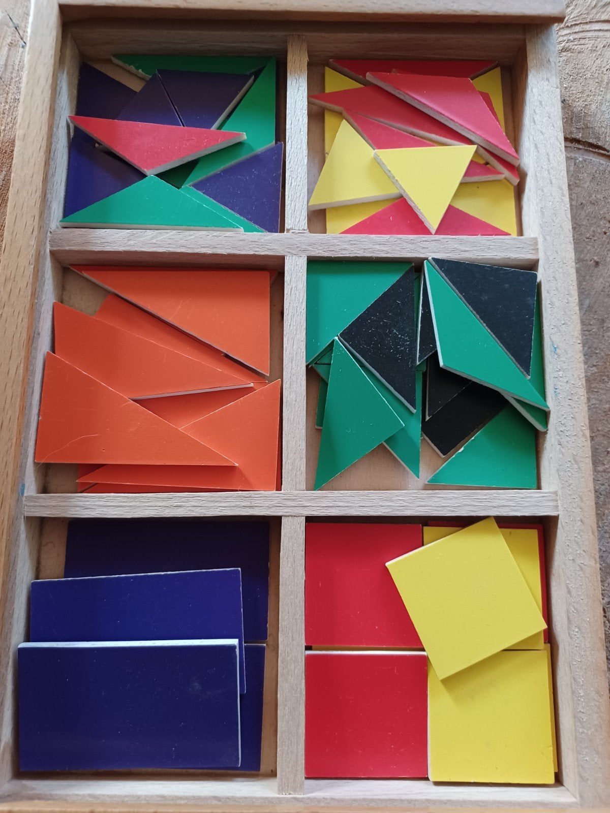 Houten tangram  mozaiek mandela met geometrische vormen, Ophalen of Verzenden, Puzzelen