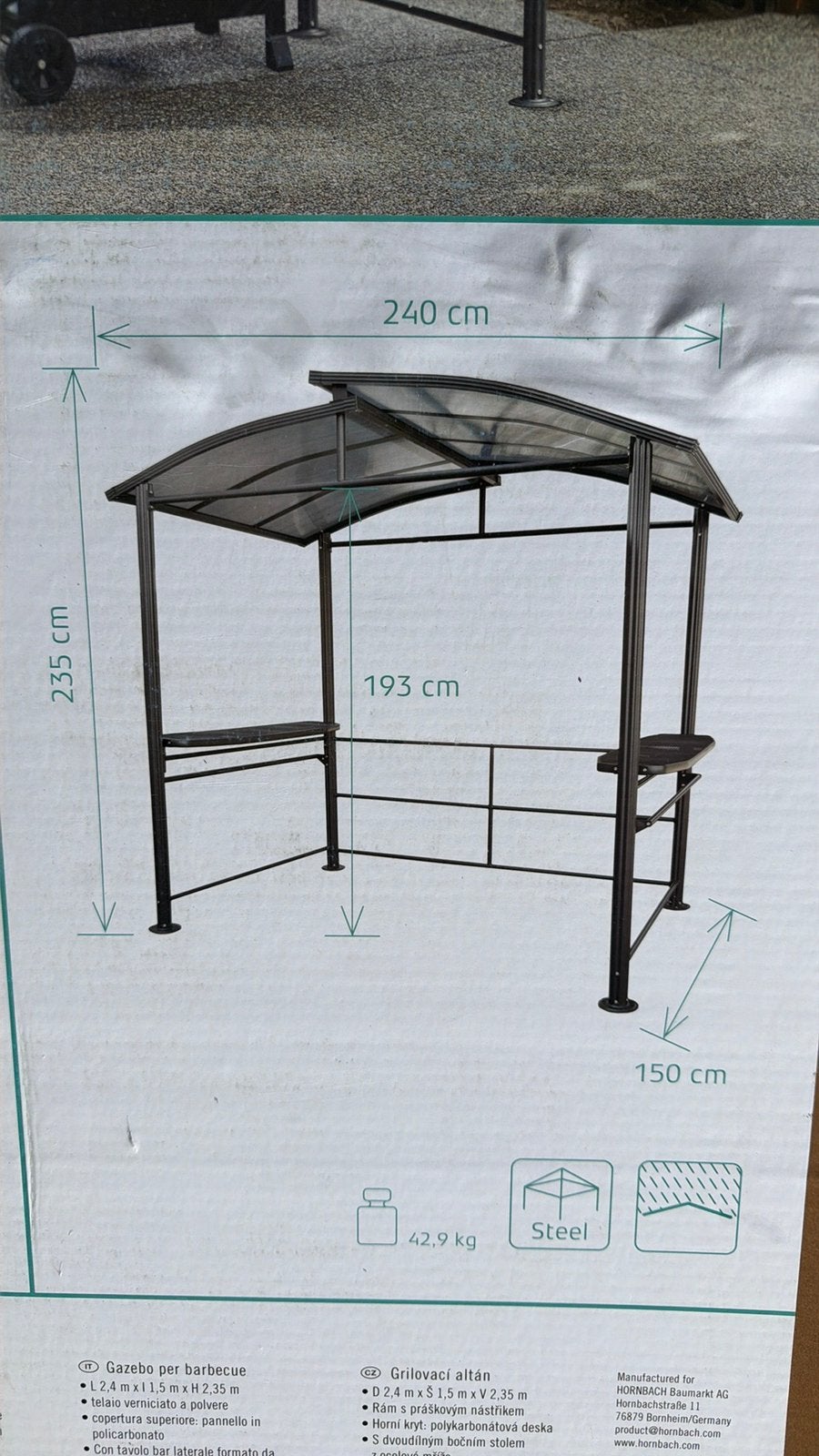 Bbq paviljoen, nieuw in doos, Tuin en Terras, Ophalen of Verzenden, Zo goed als nieuw, Minder dan 5 meter, Paviljoen