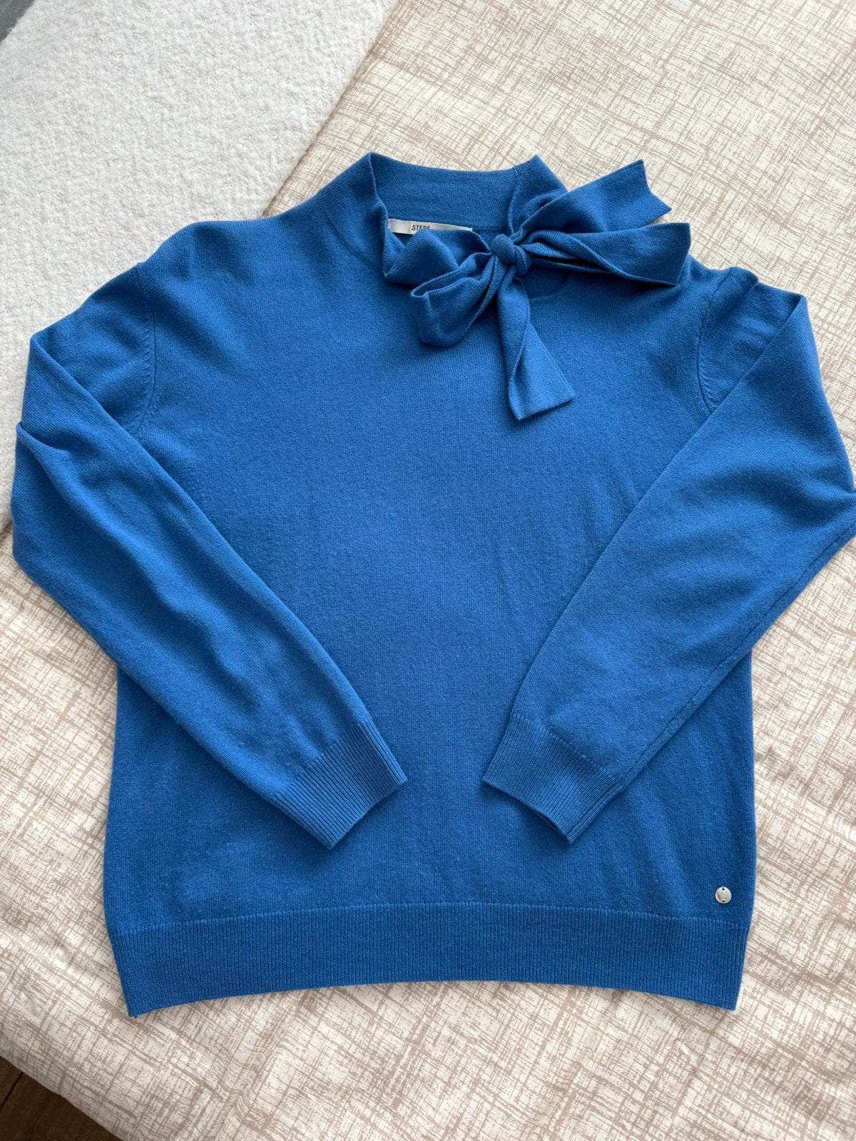ZGAN! Mooie pullover met strik kraag van Steps maat L!, Kleding | Dames, Verzenden, Zo goed als nieuw, Maat 42/44 (L), Blauw