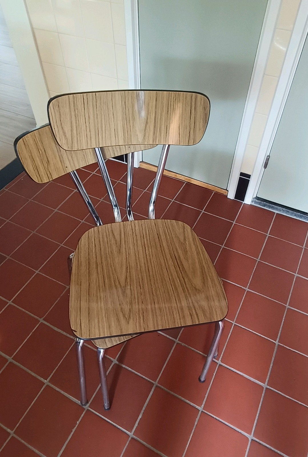 Formica retro keukenstoel jaren 60, Ophalen, Gebruikt, Twee, Bruin
