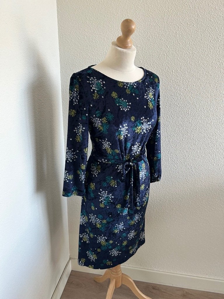 King Louie maat L als nieuwe Zoe velvet dress 2547, Kleding | Dames, Blauw, Maat 42/44 (L), Ophalen of Verzenden, Zo goed als nieuw