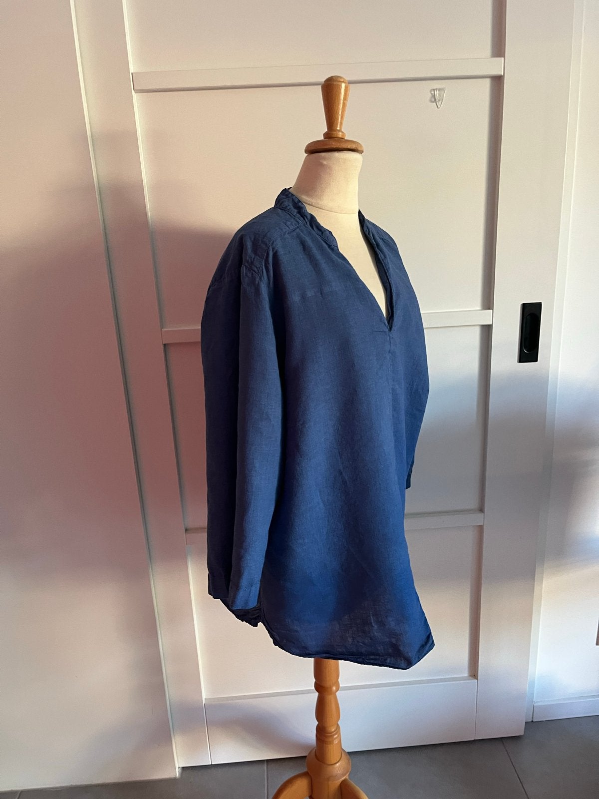 Kobaltblauwe linnen blouse Backstage XL, Verzenden, Gedragen, Maat 46/48 (XL) of groter, Blauw