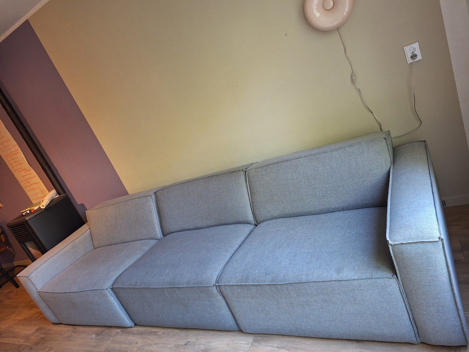 Modulaire bank Merlijn van Woood - ruim 3 meter, Ophalen, Tweepersoons, Grijs, Overige maten