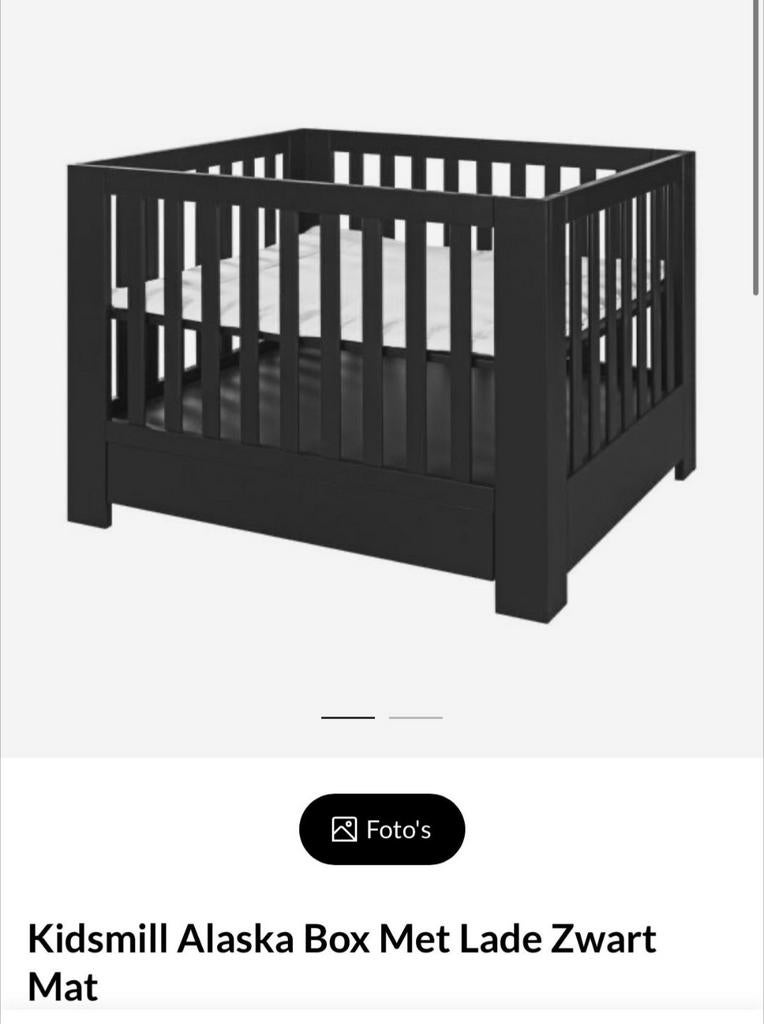 Kidsmill Alaska box zwart met lade en matras, Ophalen