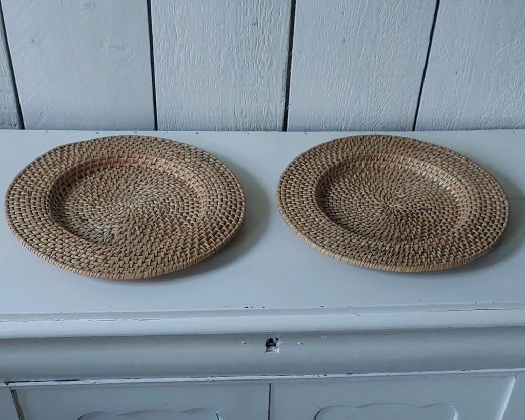 2 rotan onderborden rustiek natuurlijk landelijk ibiza stijl, Ophalen of Verzenden, Zo goed als nieuw