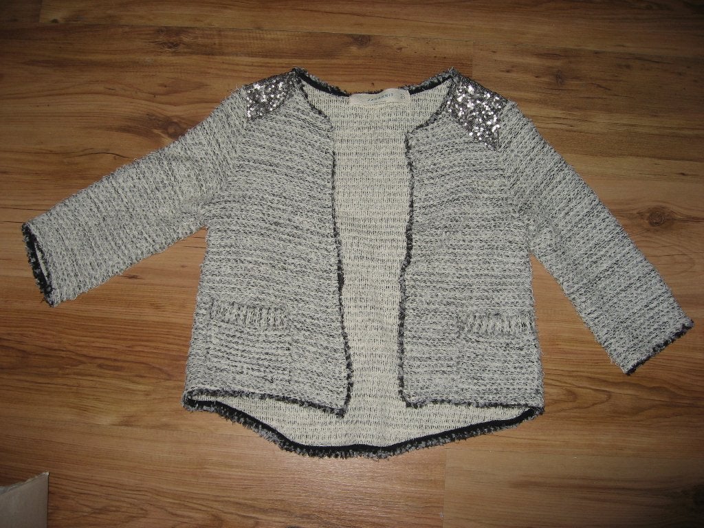 KOOPJE zwart/wit/zilver pailetten vestje, Zaraknit, mt S, Kleding | Dames, Verzenden, Zo goed als nieuw, Maat 36 (S), Wit