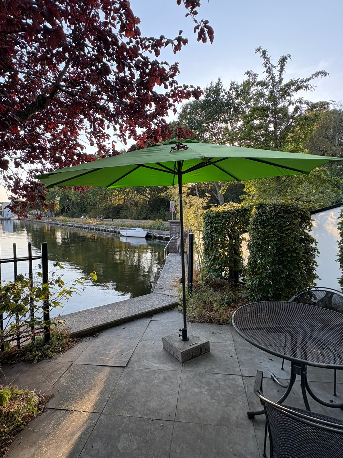 Parasol met voet, Ophalen, Gebruikt, Verstelbaar, Stokparasol