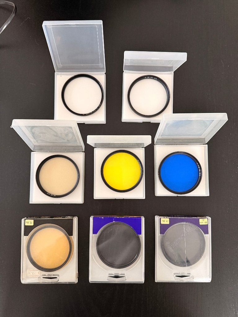 Set van 9 camerafilters voor 72 mm (Hoya filters, B+W), Audio, Tv en Foto, Fotografie | Filters, Polarisatiefilter, Gebruikt, Ophalen of Verzenden