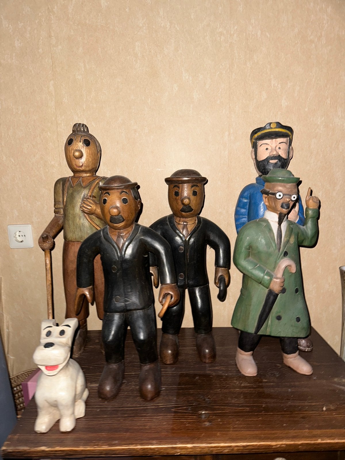 Kuifje tintin beelden hout kapitein jansen zonnebloem UNIEK, Verzamelen, Beelden en Beeldjes, Ophalen, Zo goed als nieuw