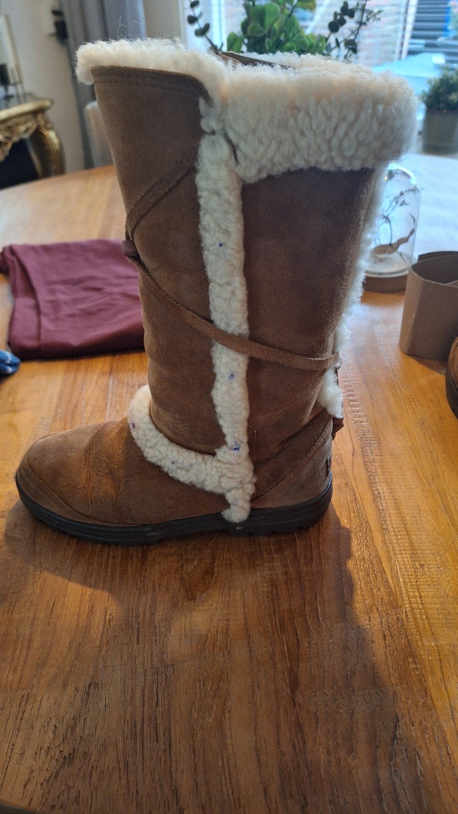 Ugg laarzen bruin met bont, maat 38, Hoge laarzen, Bruin, Ophalen of Verzenden, Gedragen