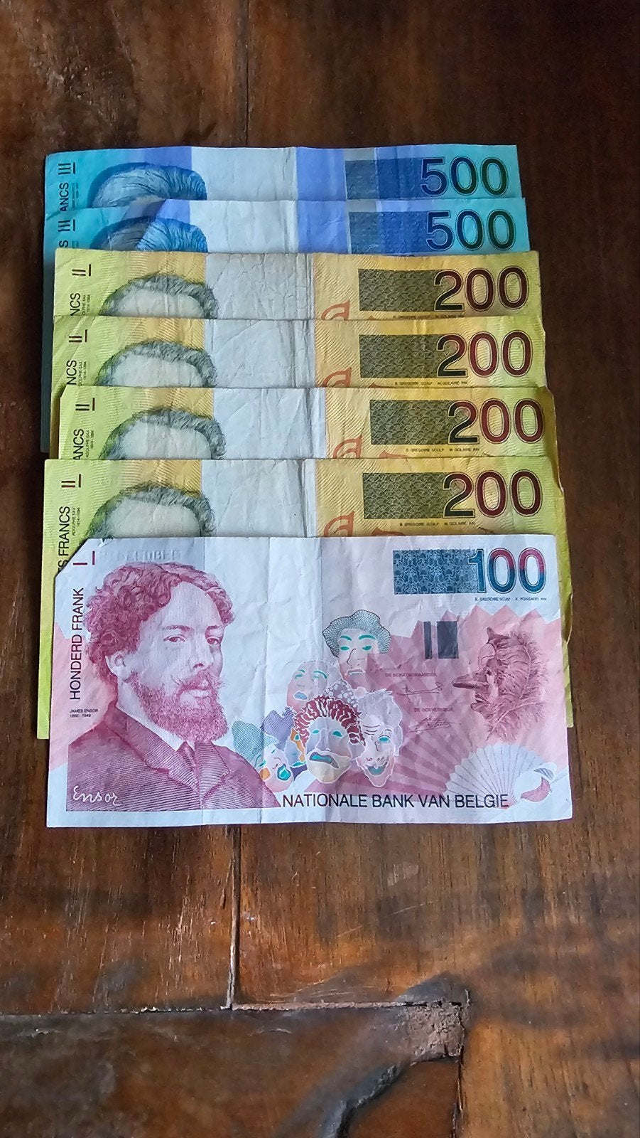 Set Belgische Franken: 100, 200 en 500 frank biljetten, Postzegels en Munten, Verzenden, Setje