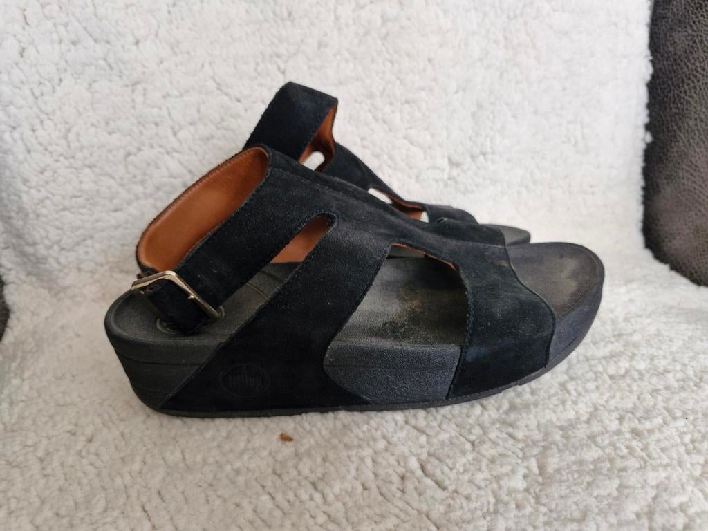 Fitflop dames sandaal zwart suède 38, Ophalen of Verzenden, Gedragen, Zwart, Sandalen of Muiltjes