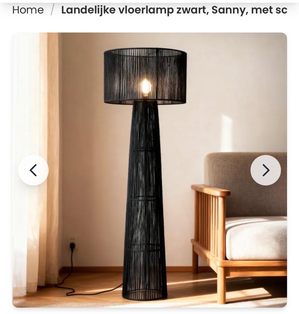 landelijke vloer lamp, Ophalen, Stof, 150 tot 200 cm, Landelijk