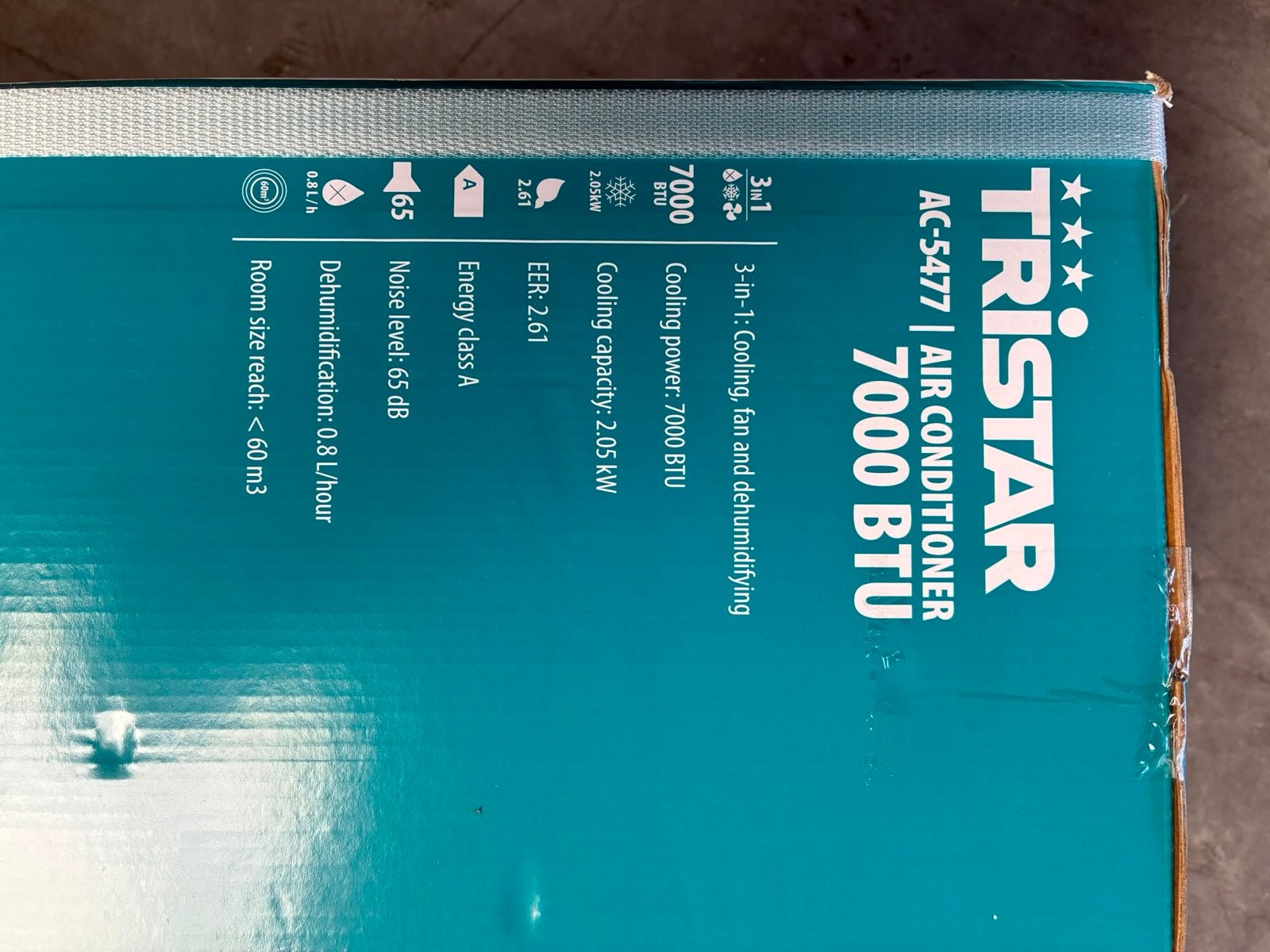 Tristar AC-5477 Mobiele Airco 7000 BTU - 3-in-1, Ophalen, Minder dan 60 m³, Nieuw, 3 snelheden of meer