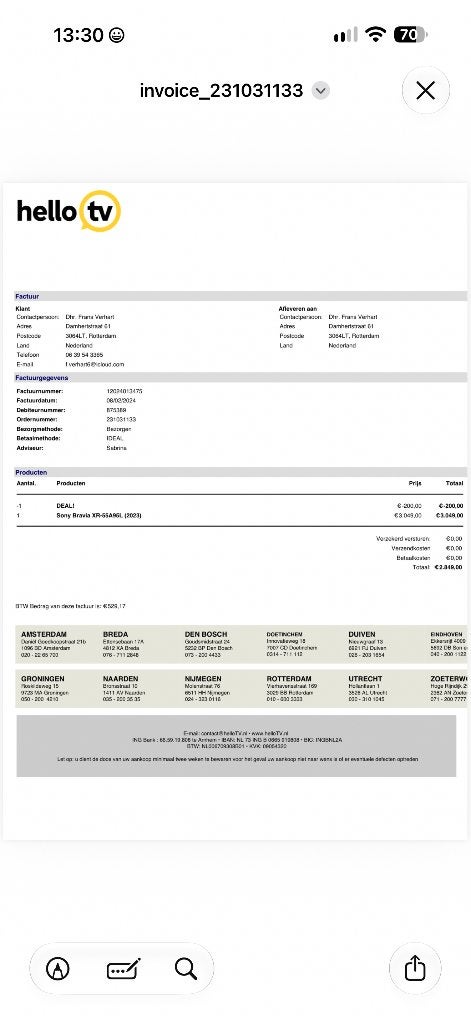 OLED TV Sony Bravia XR-55A95L (2023), Audio, Tv en Foto, Televisies, Ophalen, Nieuw, OLED, 100 Hz