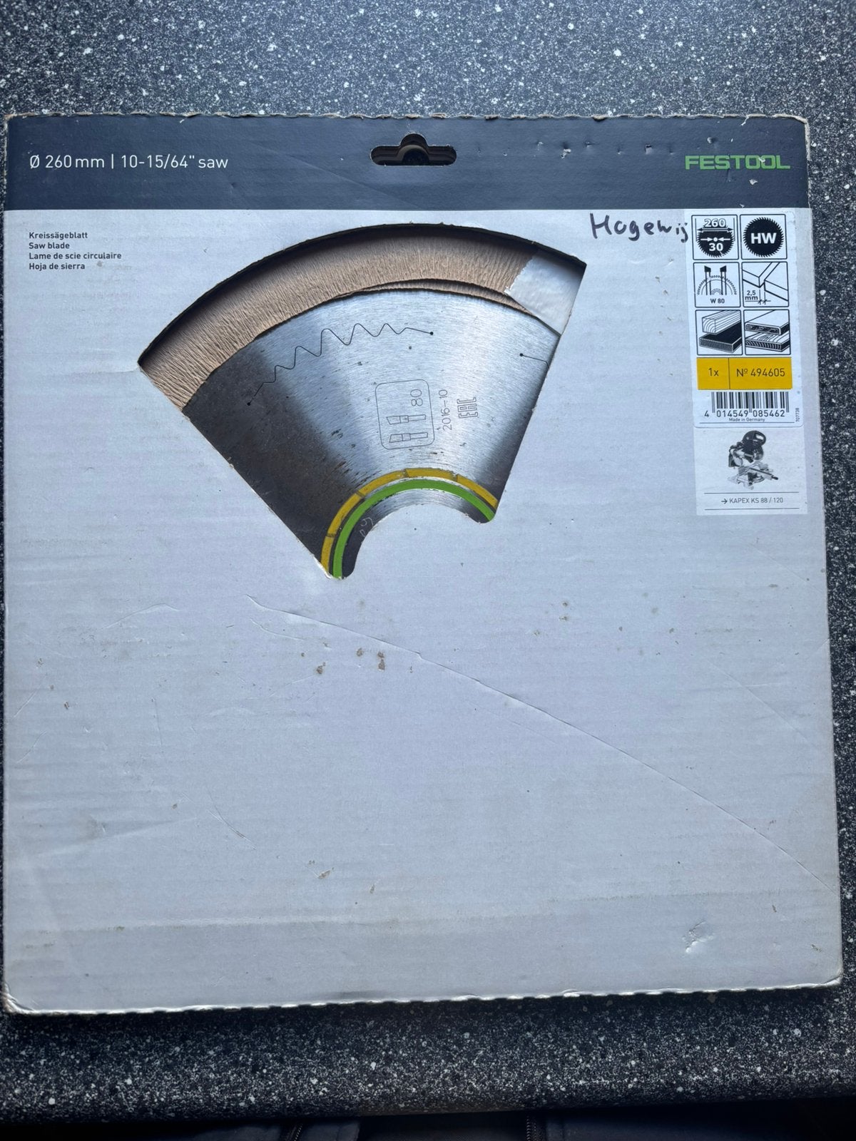 Festool afkortzaagblad 260mm 80 tanden, Doe-het-zelf en Verbouw, Ophalen, Nieuw, Afkortzaag