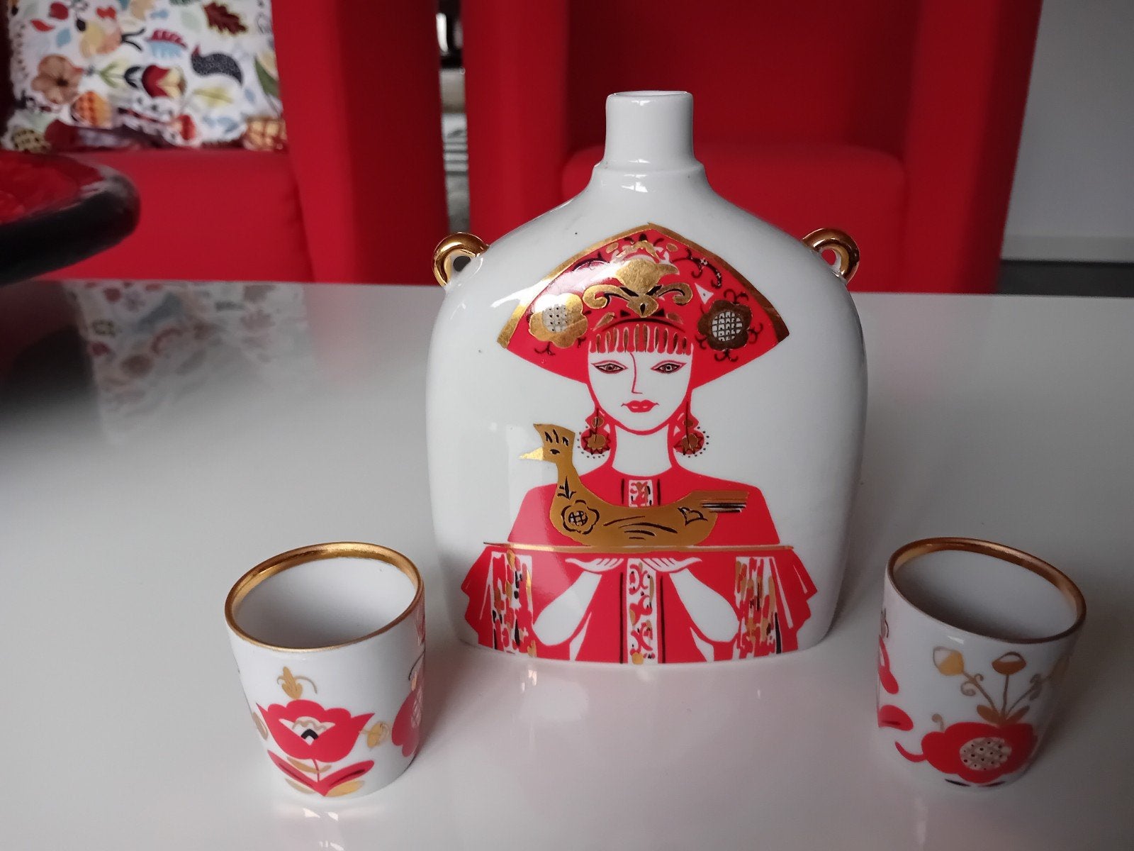 Vintage Imperial Lomonosov porselein puntgaaf, Ophalen of Verzenden