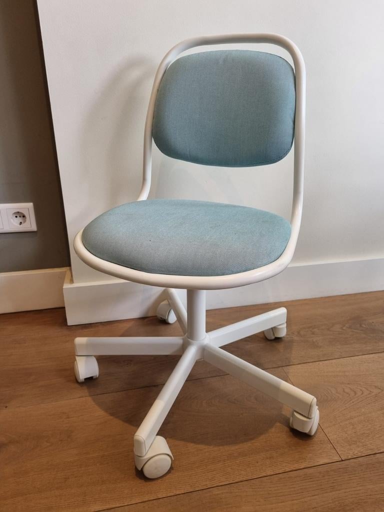 IKEA ÖRFJÄLL kinderbureaustoel wit/Vissle lichtgroen / blauw, Ophalen, Gebruikt, Blauw, Bureaustoel