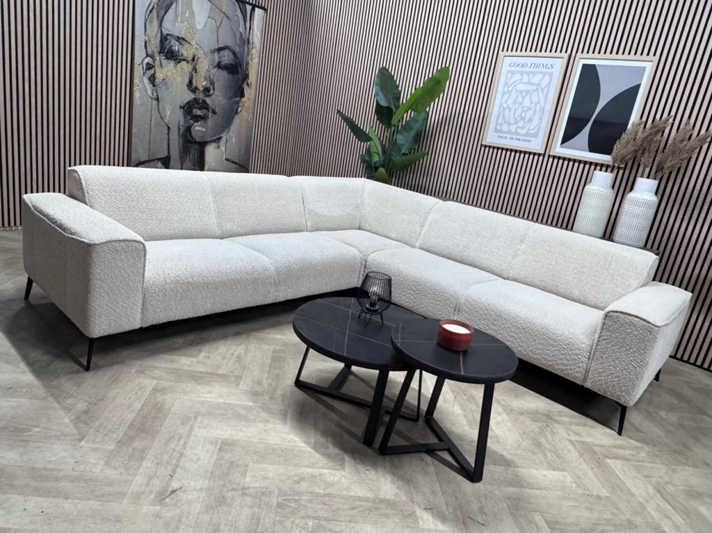 ZGAN Bronx71 Bouclé Hoekbank Vegas - Créme - 270 x 270, 250 tot 300 cm, -, -, Hoekbank