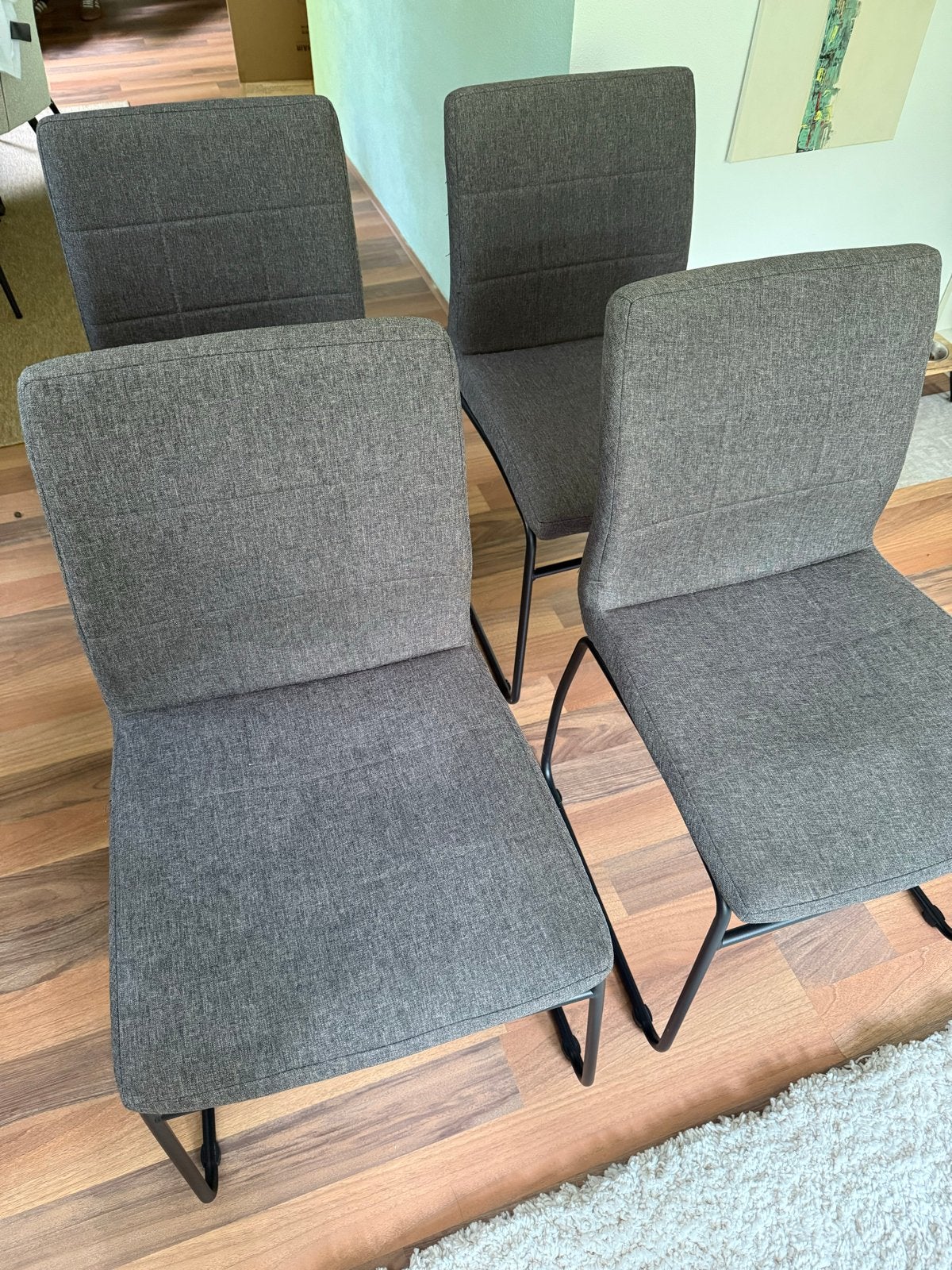 6 JYSK HAMMEL eetkamerstoelen - Grijs, Ophalen, Gebruikt, Vijf, Zes of meer stoelen, Stof