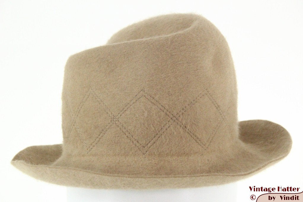 Vintage Dameshoed Mayser beige haarvilt 55 = S tot XS, Mayser, 55 cm (S, 6⅞ inch) of minder, Hoed, Ophalen of Verzenden