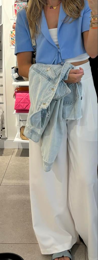 Zara cropped blauwe blazer maat S, Blauw, Ophalen of Verzenden, Zo goed als nieuw, Jasje