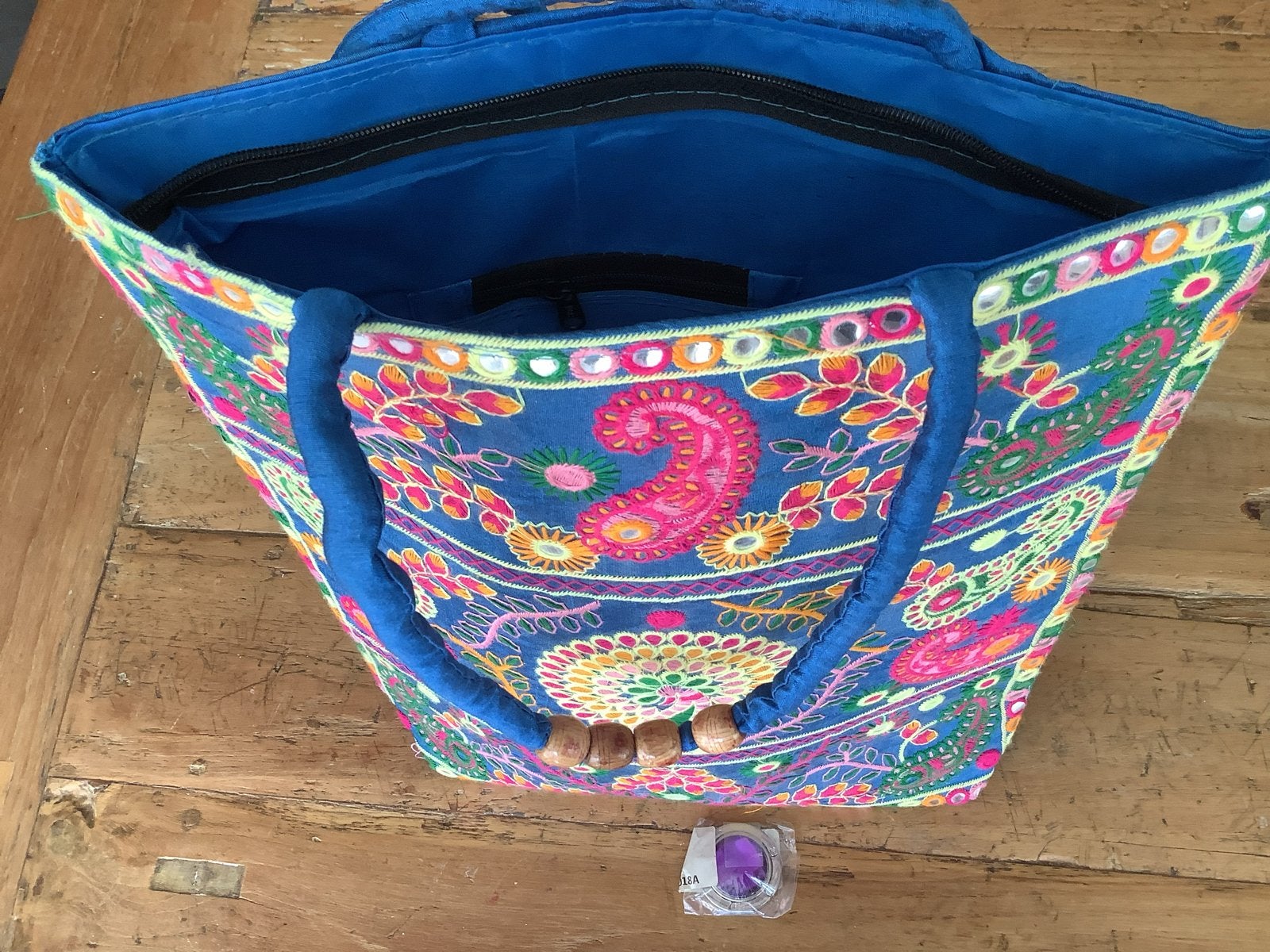 Prachtige Shopper uit India met Tasdrager (Summer Sale), Ophalen of Verzenden, Nieuw, Blauw, Shopper