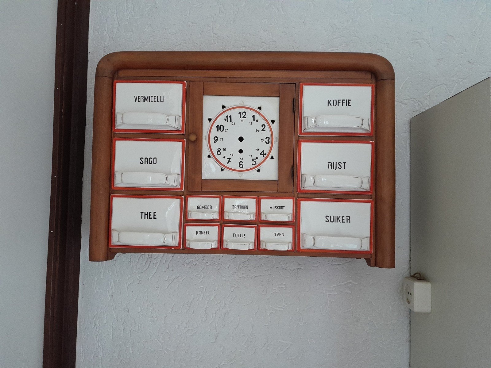 Antiek kruidenrek met klok - 60x43 cm, Ophalen