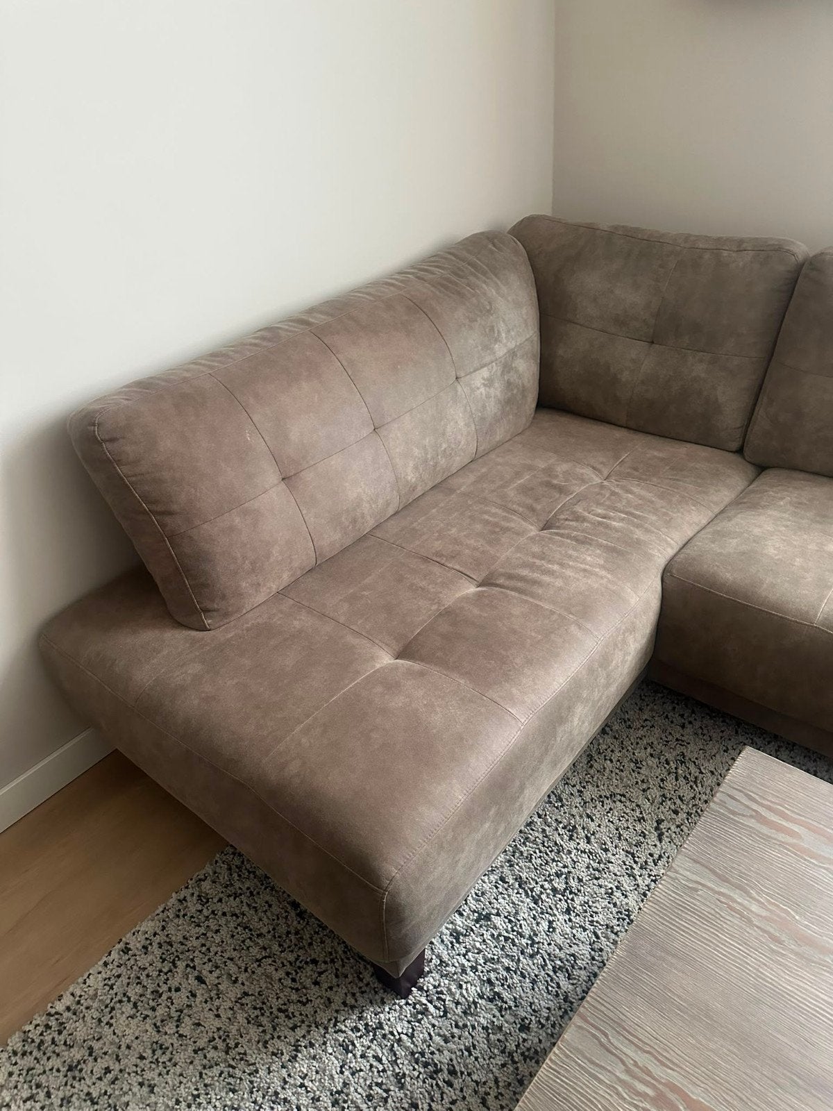 Haco hoekbank - bruin microvezel - 178x275x90 cm, Ophalen, 250 tot 300 cm, Gebruikt, Hoekbank