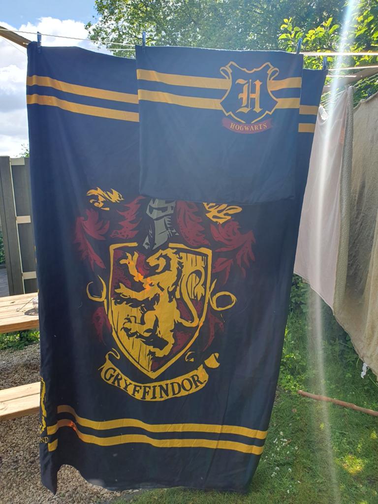 Harry Potter Gryffindor Dekbedovertrek - Eenpersoons, Huis en Inrichting, Ophalen, Gebruikt, Eenpersoons, Blauw