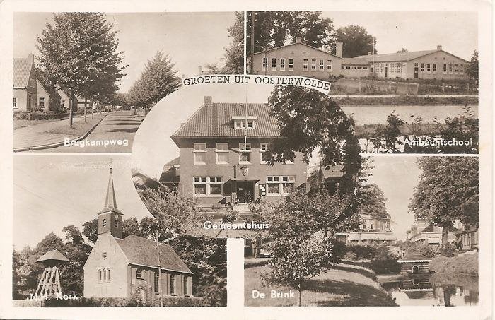 Oude Ansicht - Oosterwolde - Groeten uit Oosterwolde Frl., Ophalen of Verzenden, 1940 tot 1960, Gelopen, Friesland