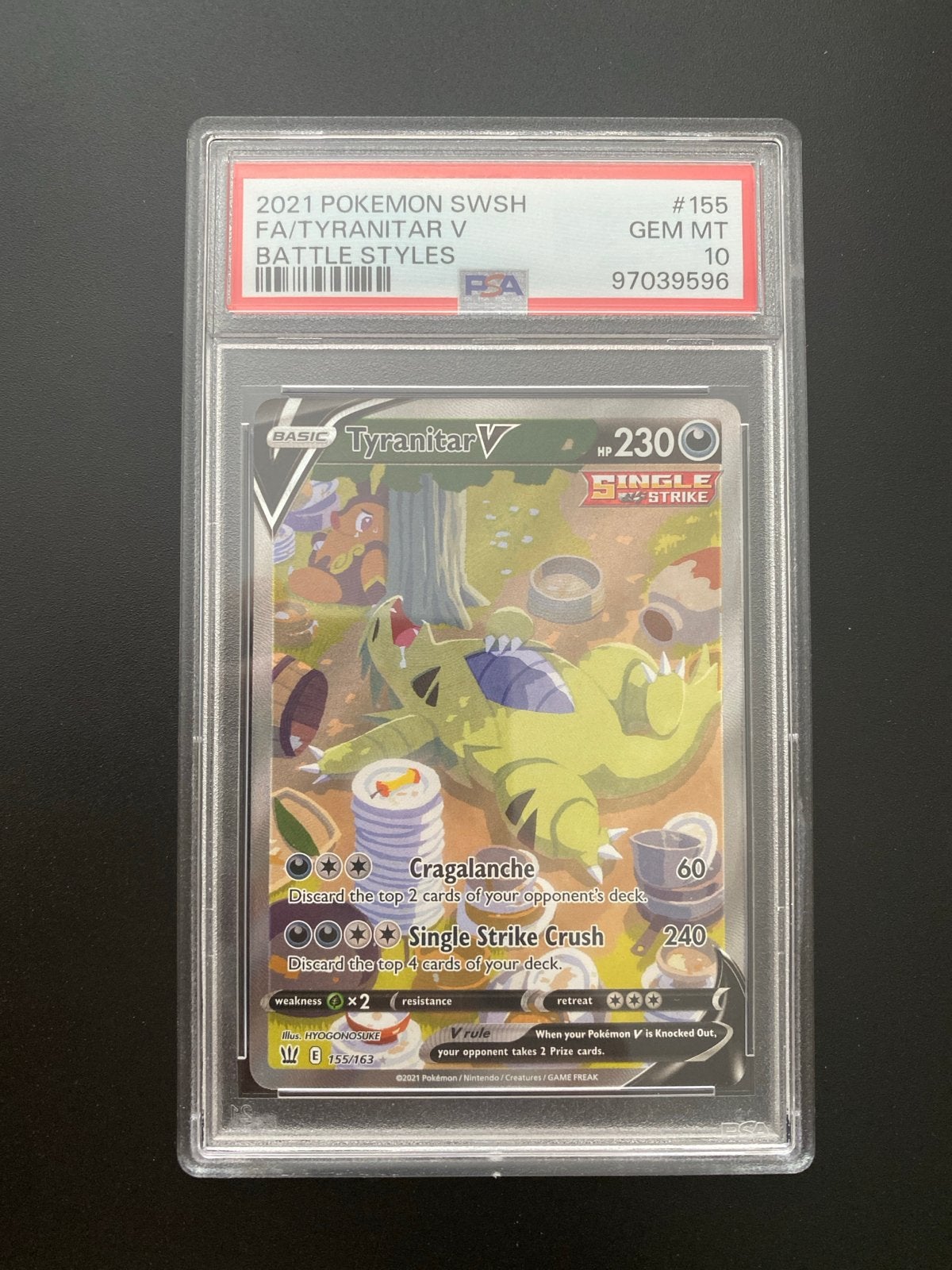 Tyranitar V Alt Art 155/163 Battle Styles PSA 10 Gem Mint!, Ophalen of Verzenden, Nieuw, Losse kaart, Foil