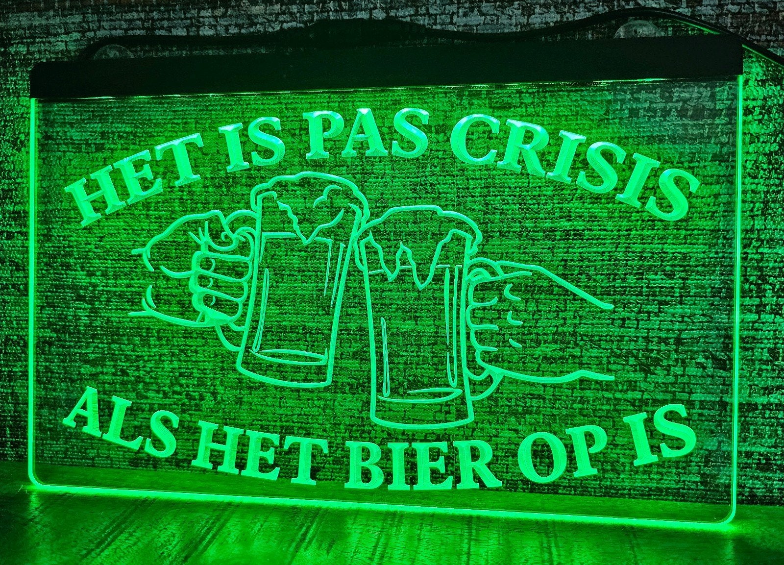 Het is pas crisis als het bier op is 3D ledverlichting lamp, Verzamelen, Merken en Reclamevoorwerpen, Ophalen of Verzenden, Nieuw