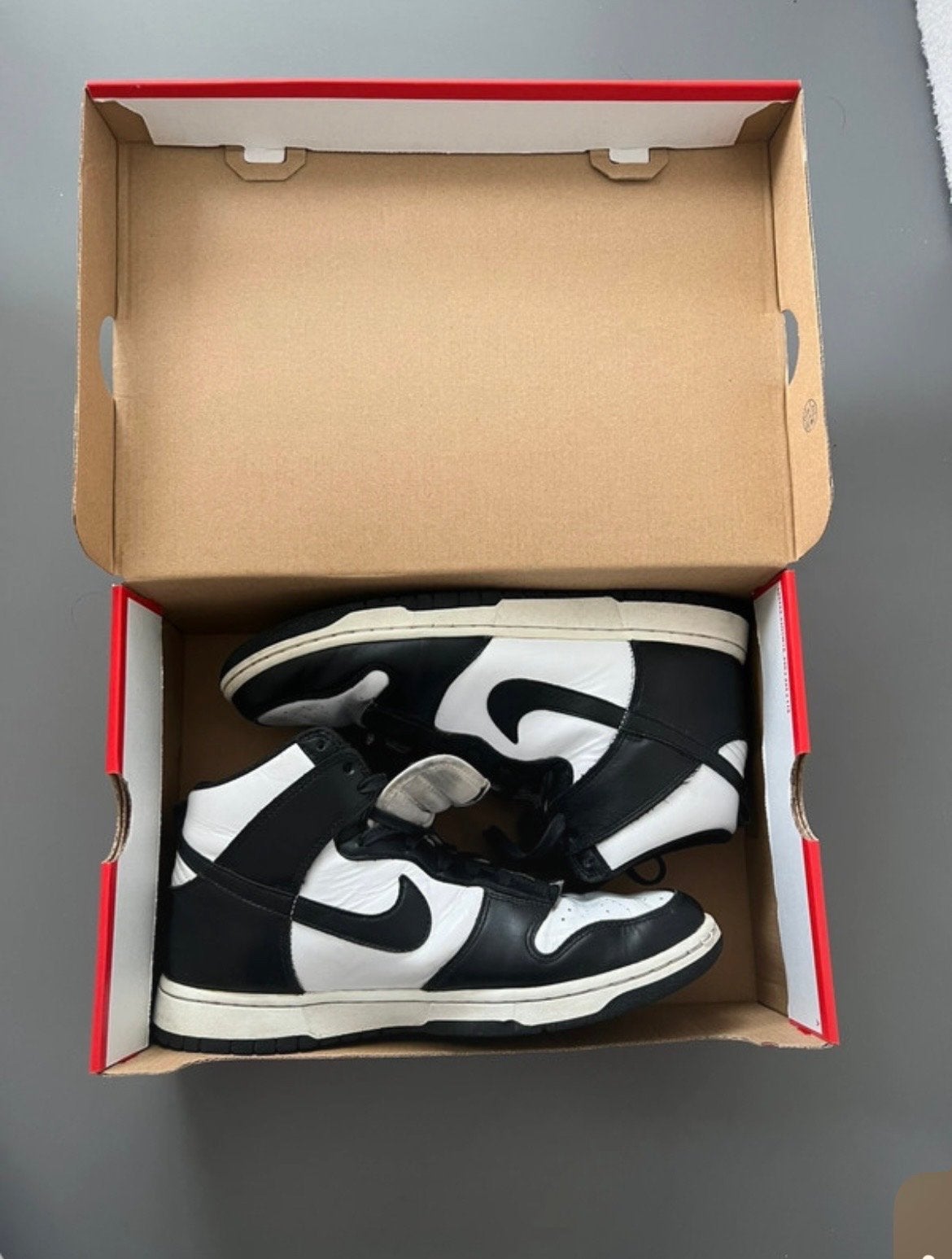 Nike Dunk High Panda - Maat 43, Verzenden, Gedragen, Zwart, Sneakers of Gympen