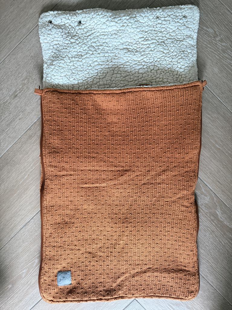 Jollein gebreide wikkeldeken/voetenzak teddy bruin, Kinderen en Baby's, Ophalen, Zo goed als nieuw, Deken