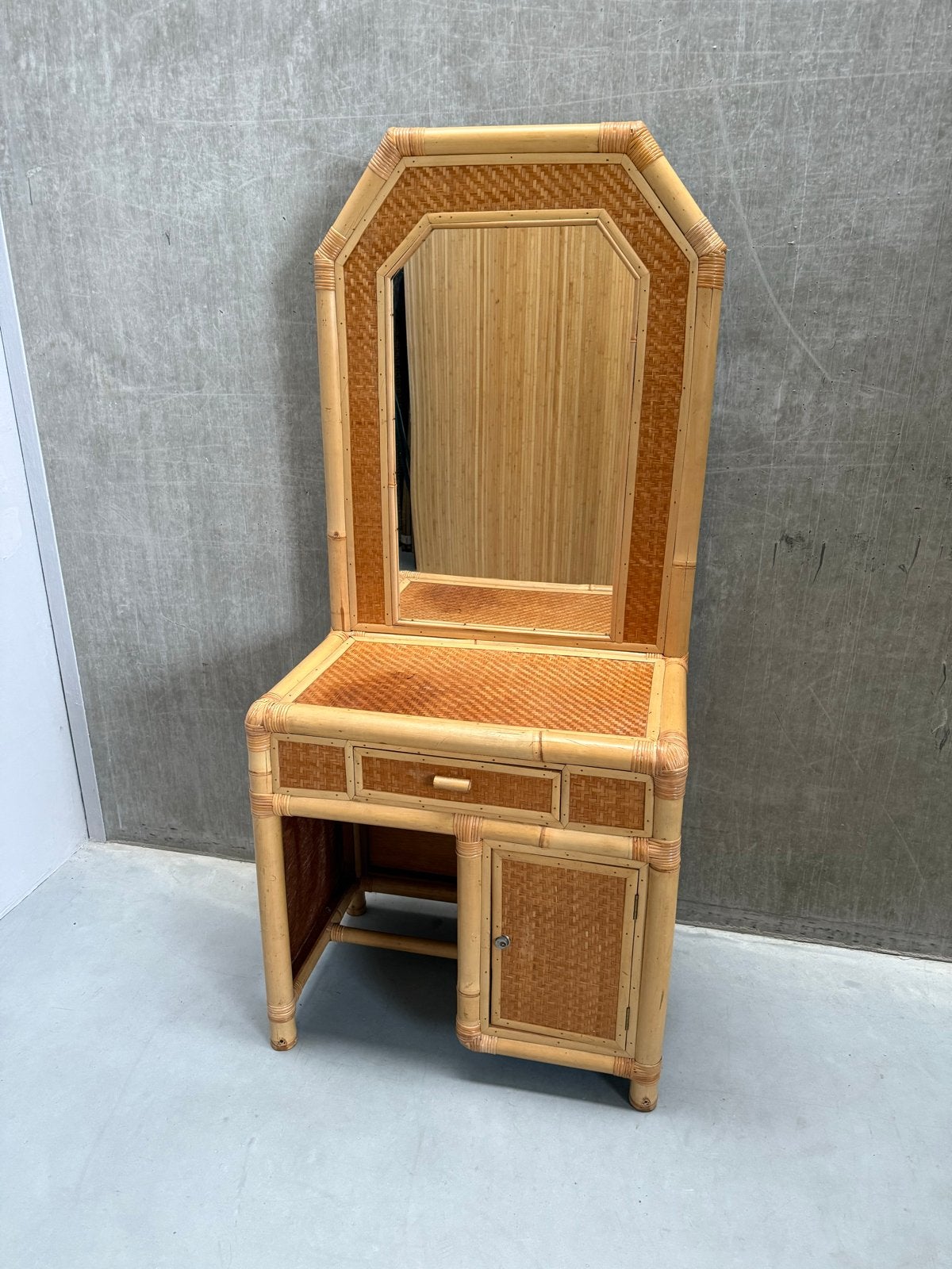 Vintage Franse Bamboe Kaptafel uit de Jaren '70, Overige materialen, Gebruikt, X, 150 tot 200 cm