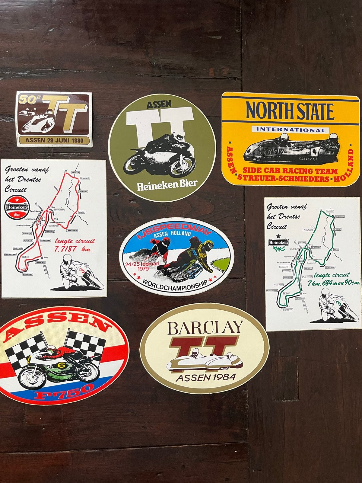 Vintage TT Assen Stickers - Motoren en Race Historie, Verzamelen, Ophalen of Verzenden, Gebruikt, Motoren
