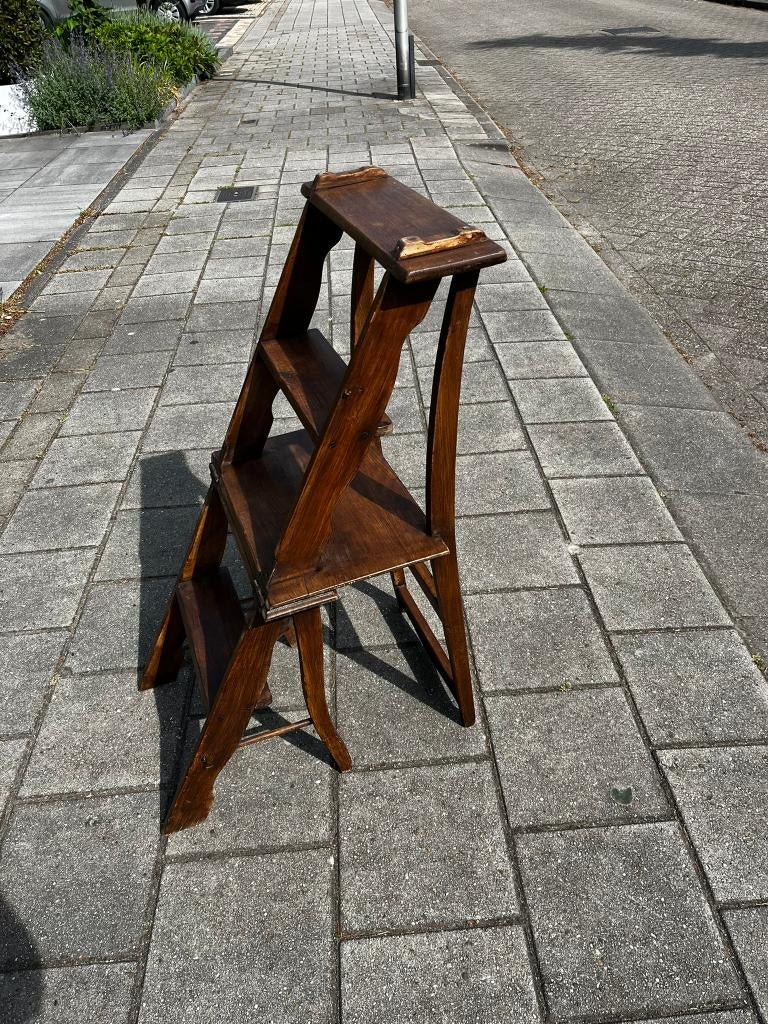 Vintage bibliotheekstoel / trapstoel – inklapbaar, Ophalen